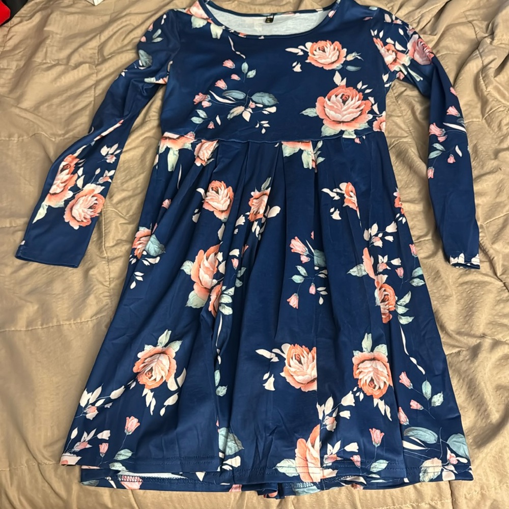 Navy Floral, size M dress, made by LYDFS.